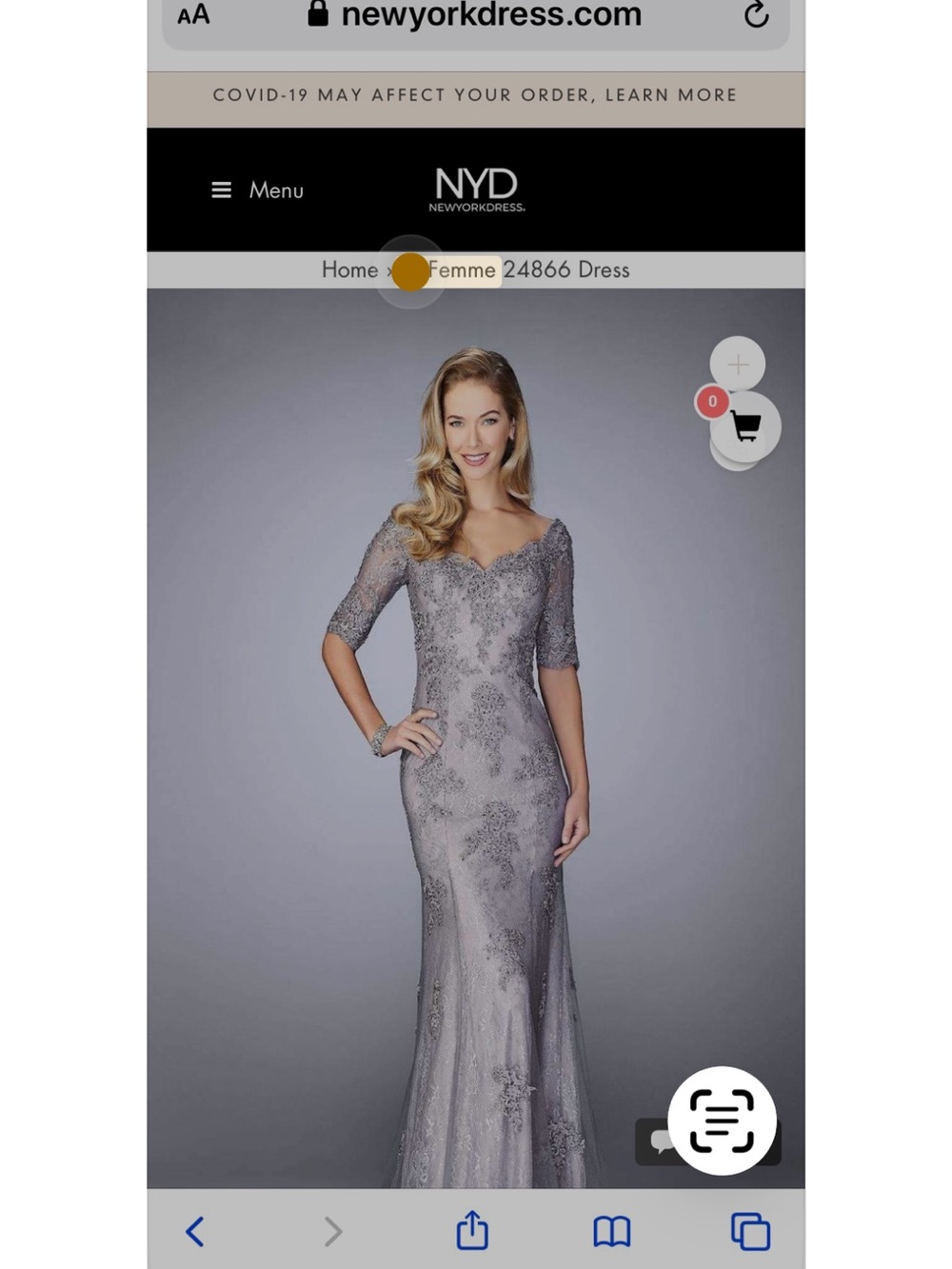 La Femme Silver-Gray Lace Off-Shoulder Maxi Dress